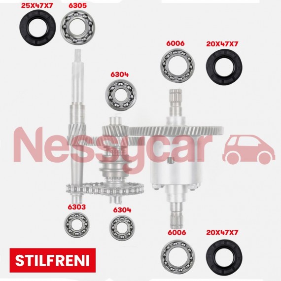 Ligier pavarų dėžės dalys Ligier ixo strifleni pavarų dėžės remonto komplektas (2-asis mazgas), JS 50,JS 60, JS RC, Flex, Micr..