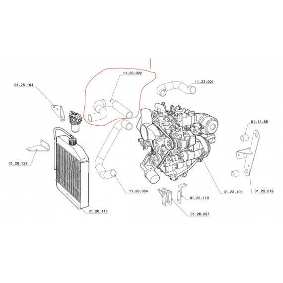 "Chatenet" dalis Viršutinė radiatoriaus žarna Chatenet 26, 32, 33, Sporteevo (Ya