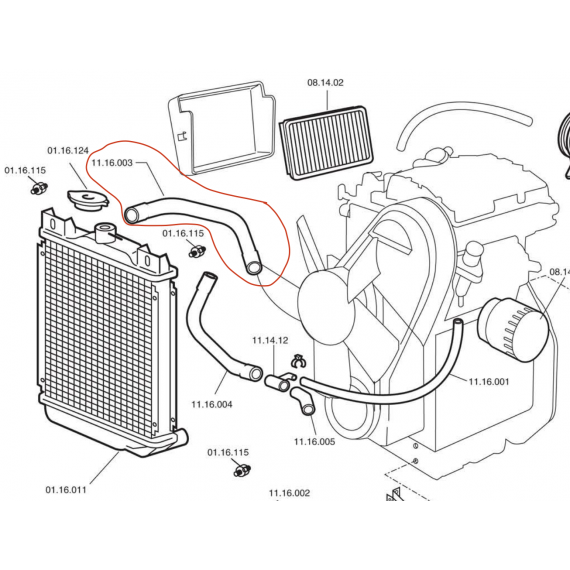 Chatenet dalis DURITE SUPERIEUR RADIATEUR CHATENET MEDIA, BAROODER, SPEEDINO (MOTEUR LOMBARDINI)