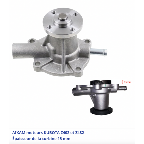 Dalis Aixam Vandens siurblys aixam apres 2003 kubota z402 et Z482 ,Z482-E4B (turbina 15mm)
